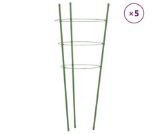 Sodo augalų atramos su 3 žiedais, 5vnt., žalios, 75cm, plienas