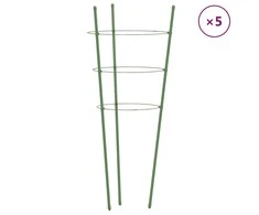 Sodo augalų atramos su 3 žiedais, 5vnt., žalios, 60cm, plienas