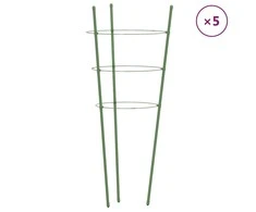 Sodo augalų atramos su 3 žiedais, 5vnt., žalios, 45cm, plienas