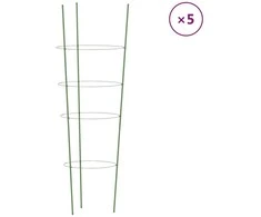 Sodo augalų atramos su 4 žiedais, 5vnt., žalios, 90cm, plienas