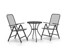 Lauko baldų komplektas Sodo baldų komplektas, 3 dalių, antracito, išplėstas metalas