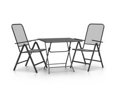 Lauko baldų komplektas Sodo baldų komplektas, 3 dalių, antracito, išplėstas metalas