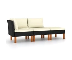 Sodo baldų komplektas, 3 dalių, poliratanas ir eukaliptas