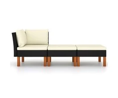 Sodo baldų komplektas, 3 dalių, poliratanas ir eukaliptas