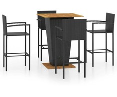 Lauko baldų komplektas Sodo baro baldų komplektas, 5 dalių, juodos spalvos