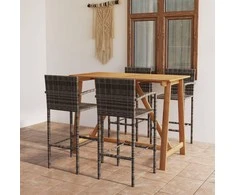 Lauko baldų komplektas Sodo baro baldų komplektas, 5 dalių, pilkos spalvos