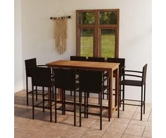 Lauko baldų komplektas Sodo baro baldų komplektas, 9 dalių, rudas (246665+2x313454)