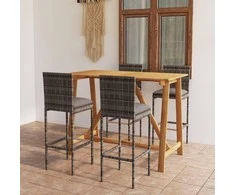 Lauko baldų komplektas Sodo baro baldų komplektas su pagalvėlėmis, 5 dalių, pilkas