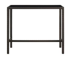 Sodo baro stalas, rudas, 130x60x110cm, poliratanas ir stiklas