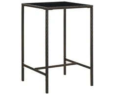 Sodo baro stalas, rudas, 70x70x110cm, poliratanas ir stiklas