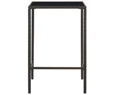 Sodo baro stalas, rudas, 70x70x110cm, poliratanas ir stiklas