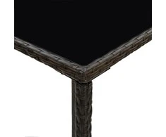 Sodo baro stalas, rudas, 70x70x110cm, poliratanas ir stiklas