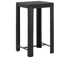 Sodo baro staliukas, juodas, 60,5x60,5x110,5cm, poliratanas
