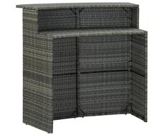 Sodo baro staliukas, pilkos spalvos, 120x55x110cm, poliratanas