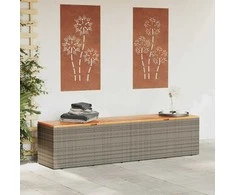 Sodo daiktadėžė, pilka, 220x50x54cm, poliratanas ir akacija