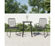 Sodo kėdės, 2vnt., juodos spalvos, 58x59x85,5cm, PVC ratanas