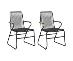 Sodo kėdės, 2vnt., juodos spalvos, 58x59x85,5cm, PVC ratanas