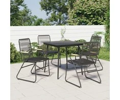 Sodo kėdės, 4vnt., juodos spalvos, 58x59x85,5cm, PVC ratanas