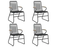 Sodo kėdės, 4vnt., juodos spalvos, 58x59x85,5cm, PVC ratanas