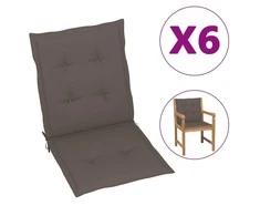 Sodo kėdės pagalvėlės, 6vnt., taupe, 100x50x3cm, audinys