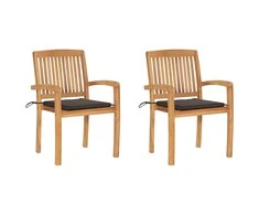 Sodo kėdės su taupe spalvos pagalvėlėmis, 2vnt., tikmedis