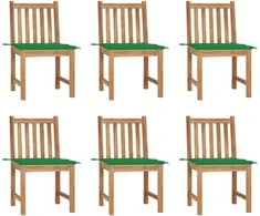 Sodo kėdės su pagalvėlėmis, 6vnt., tikmedžio medienos masyvas