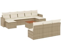 Sofa Sodo komplektas su pagalvėlėmis, 11 dalių, smėlio, poliratanas