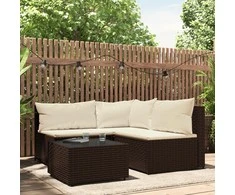 Sodo komplektas su pagalvėlėmis, 4 dalių, rudas, poliratanas