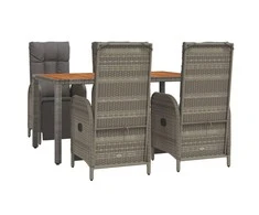 Lauko baldų komplektas Sodo komplektas su pagalvėlėmis, 5 dalių, pilkas, poliratanas