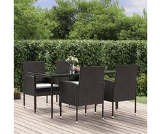 Lauko baldų komplektas Sodo komplektas su pagalvėlėmis, 5 dalių, juodas, poliratanas