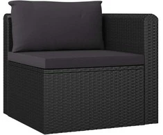 Lauko baldų komplektas Sodo komplektas su pagalvėlėmis, 7 dalių, juodas, poliratanas