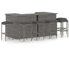 Lauko baldų komplektas Sodo komplektas su pagalvėlėmis, 8 dalių, pilkas, poliratanas
