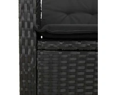 Lauko baldų komplektas Sodo komplektas su pagalvėlėmis, 9 dalių, juodas, poliratanas