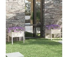 Sodo loveliai, 2vnt., balti, 70x70x70cm, pušies masyvas