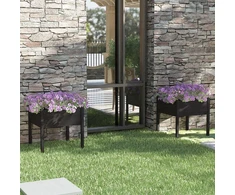 Sodo loveliai, 2vnt., juodi, 70x70x70cm, pušies masyvas