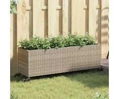 Sodo loveliai su ratukais, 2vnt., pilki, 107x32x38cm, ratanas