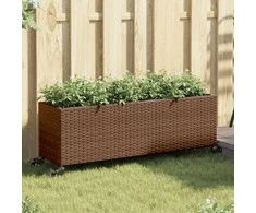 Sodo loveliai su ratukais, 2vnt., rudi, 107x32x38cm, PE ratanas