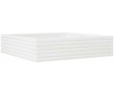 Sodo lovelis, baltas, 100x100x23cm, pušies medienos masyvas