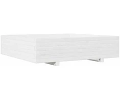 Sodo lovelis, baltas, 100x100x26,5cm, pušies medienos masyvas