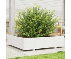 Sodo lovelis, baltas, 100x100x26,5cm, pušies medienos masyvas