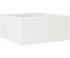 Sodo lovelis, baltas, 100x100x46cm, pušies medienos masyvas