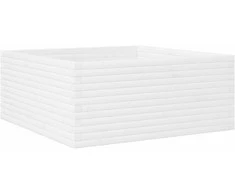 Sodo lovelis, baltas, 110x110x46cm, pušies medienos masyvas