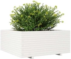 Sodo lovelis, baltas, 110x110x49,5cm, pušies medienos masyvas
