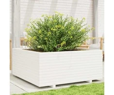 Sodo lovelis, baltas, 110x110x49,5cm, pušies medienos masyvas