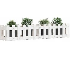 Sodo lovelis, baltas, 150x30x30cm, pušis, tvorelės dizaino