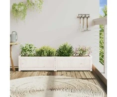 Sodo lovelis, baltas, 150x31x31cm, pušies medienos masyvas