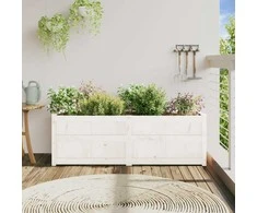Sodo lovelis, baltas, 150x50x50cm, pušies medienos masyvas