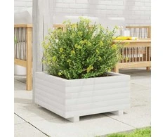 Sodo lovelis, baltas, 50x50x26,5cm, pušies medienos masyvas