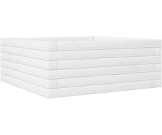 Sodo lovelis, baltas, 60x60x23cm, pušies medienos masyvas