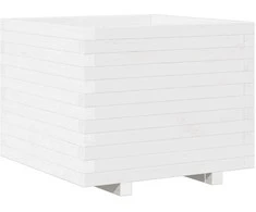 Sodo lovelis, baltas, 60x60x49,5cm, pušies medienos masyvas